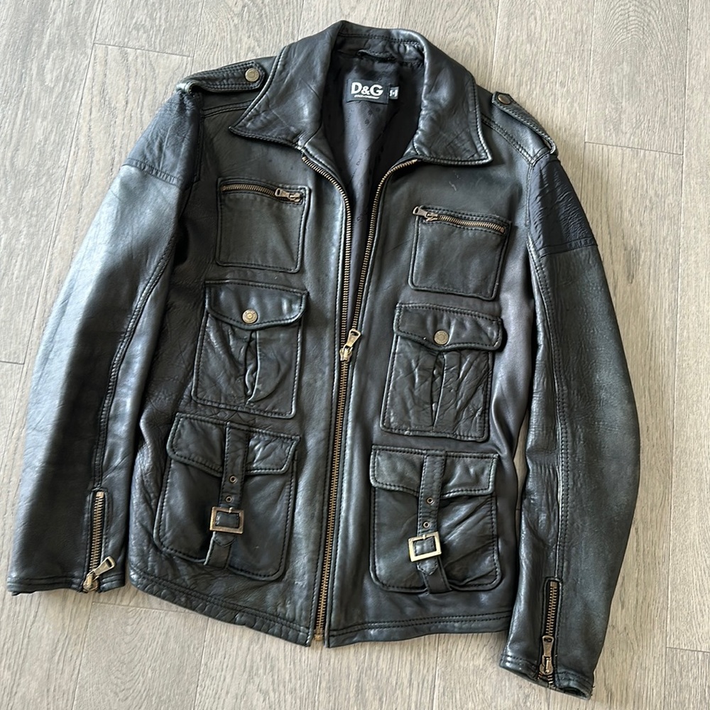 D&G leather jacket runway collection